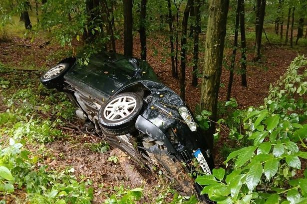Auto sa zrutilo z cesty zostalo o strom