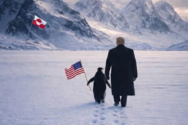 Biely dom zverejnil AI fotografiu Trumpa s tucniakom a gronskou vlajkou Vyvolala posmesne reakcie