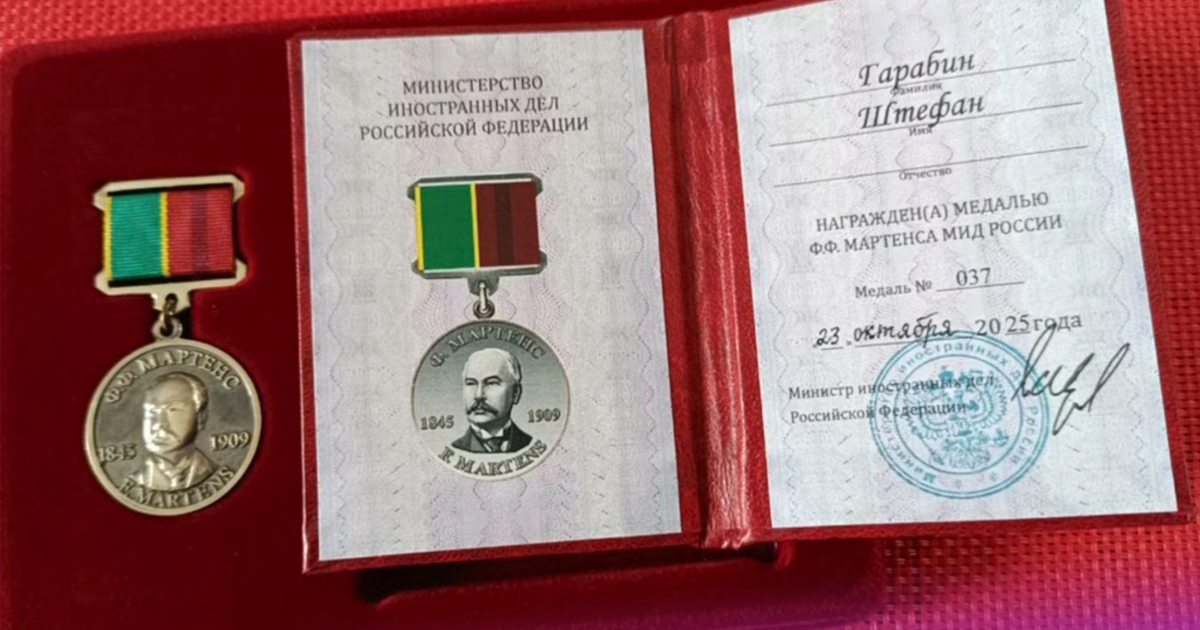 Novy rusky velvyslanec udelil Harabinovi vyznamenanie od Lavrova Dezinfomajak 66