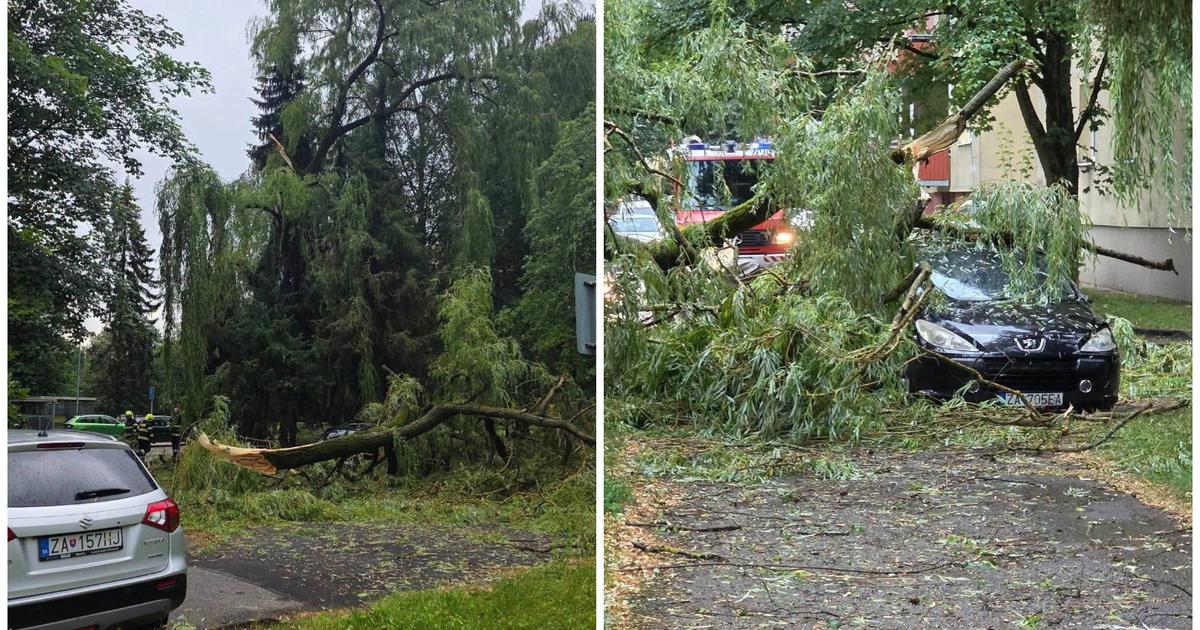 Polamane stromy silny vietor aj krupobitie Zilinou sa prehnala silna burka prudko sa ochladilo