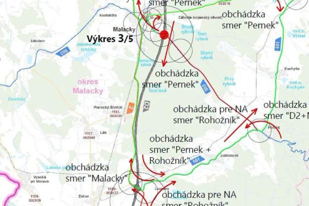 V piatok sa docasne uzavru vetvy dialnicnej kryzhovatky Malacky na D2