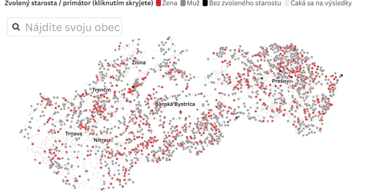 Výsledky hlasovania v obciach na mape Slovenska