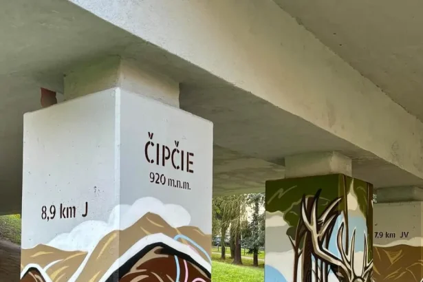 Zo siedmich pilierov vznikla mapa hôr. Nový streetart oživil most na sídlisku
